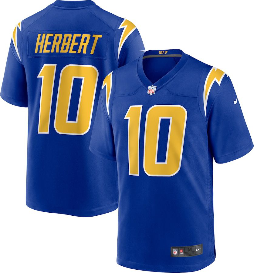 Cheap Men Los Angeles Chargers 10 Justin Herbert Nike Royal 2nd Alternate Game NFL Jersey